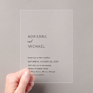 Adrienne Simple Modern Wedding Acryleinladungen