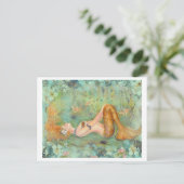 Adrift friedliche Meerjungdruckschrift von Renee Postkarte (Stehend Vorderseite)