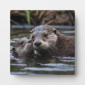 **"Adrift in Liebe: Mama und Baby Otter"*** Fotoplatte (Vorderseite)
