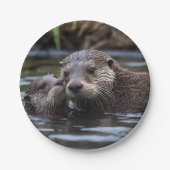 **"Adrift in Liebe: Mama und Baby Otter"*** Pappteller (Vorderseite)