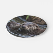 **"Adrift in Liebe: Mama und Baby Otter"*** Pappteller (Schrägansicht)