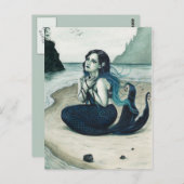 Adrift Sad Mermaid Postcard Postkarte (Vorne/Hinten)