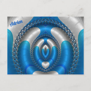 ADRIN Bright!~ Blue White 3D Fraktal Design ~ Postkarte