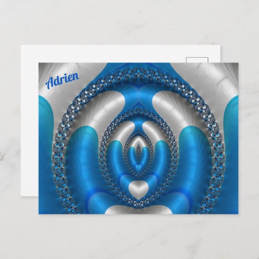 ADRIN Bright!~ Blue White 3D Fraktal Design ~ Postkarte (Vorne/Hinten)