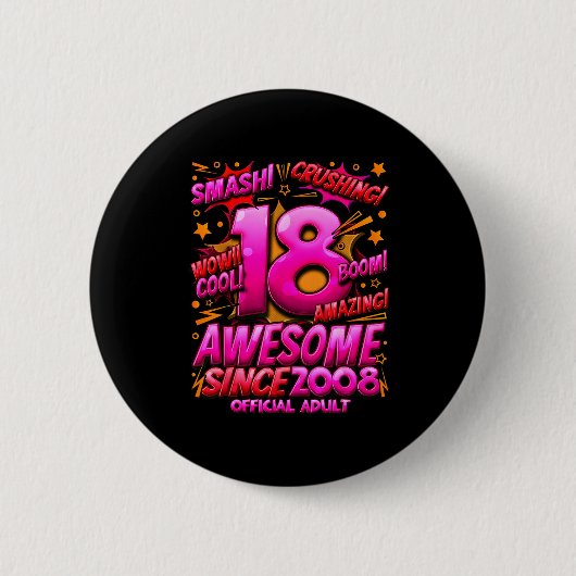 Adult 18 Year Old For Boys 18th Birthday Boy Button (Vorderseite)