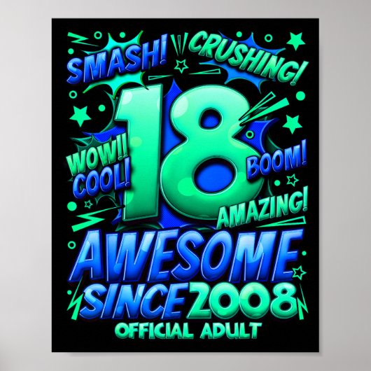 Adult 18 Year Old For Boys 18th Birthday Boy Poster (Vorne)
