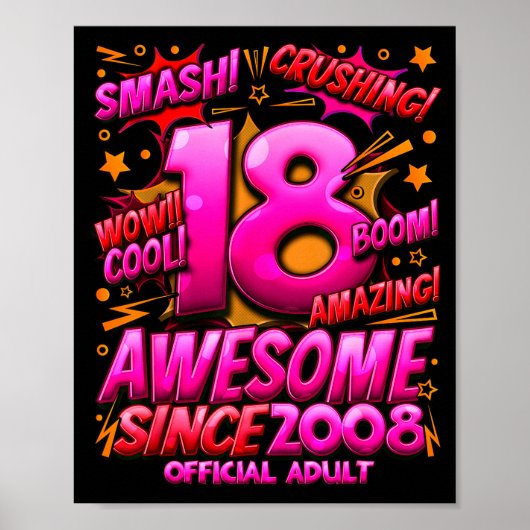 Adult 18 Year Old For Boys 18th Birthday Boy  Poster (Vorne)