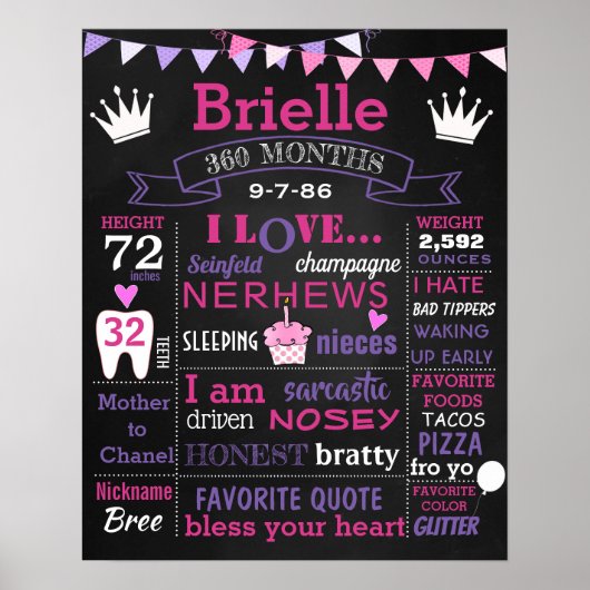 Adult 30. Geburtstagskuchen zerschlagen Tafelschil Poster (Vorne)