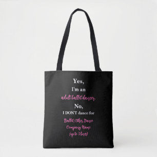 Adult Ballet Dancer Hot Pink/White Text Tasche