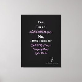 Adult Ballett Tänzer Blasspüree/Weißer Text Lg. Leinwanddruck