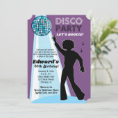 Adult Birthday Disco Party Einladungen Lila (Stehend Vorderseite)