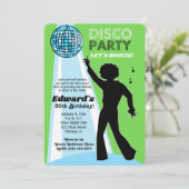 Adult Birthday Disco Party Einladungen Lime Green (Stehend Vorderseite)