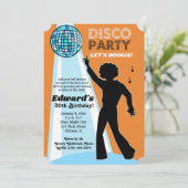 Adult Birthday Disco Party Einladungen Orange (Stehend Vorderseite)