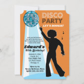 Adult Birthday Disco Party Einladungen Orange (Vorderseite)