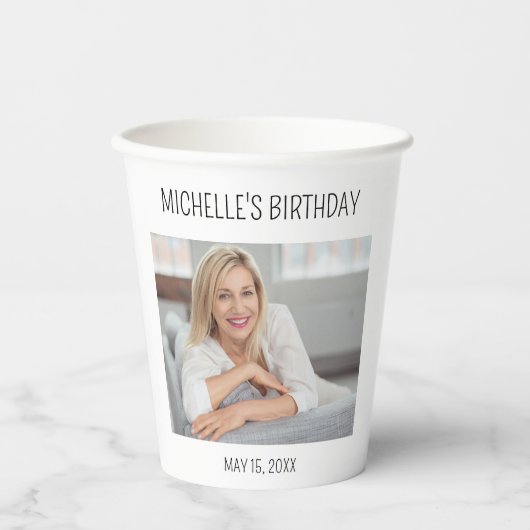 Adult Birthday Name Foto Gastgeschenk Pappbecher (Vorderseite)