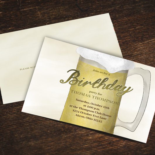 Adult Birthday Party Classic Beer Custom Einladung