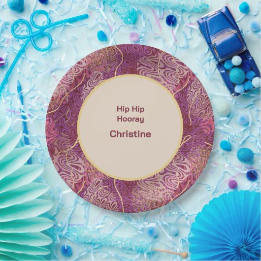 Adult Birthday Silhouette Stencil Art Pattern Pappteller (Party)