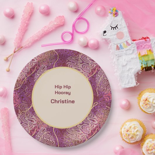 Adult Birthday Silhouette Stencil Art Pattern Pappteller (Party)