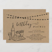 Adult Birthday Wein Picknick Party Einladung (Vorne/Hinten)