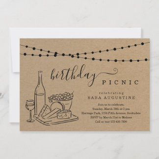 Adult Birthday Wein Picknick Party Einladung
