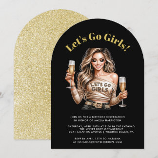 Adult Black and Gold Glitzer Geburtstagsparty Einladung