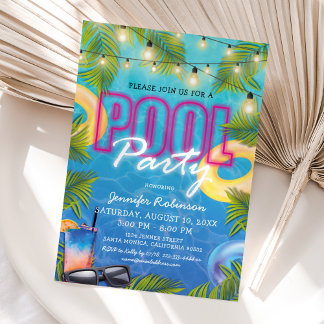 Adult Cocktail Pool Party Sommer Geburtstag Einladung
