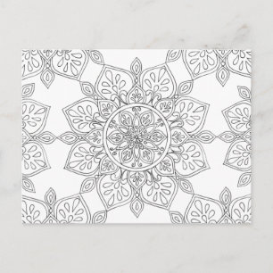 Adult Coloring Mandala Floral Muster Postkarte