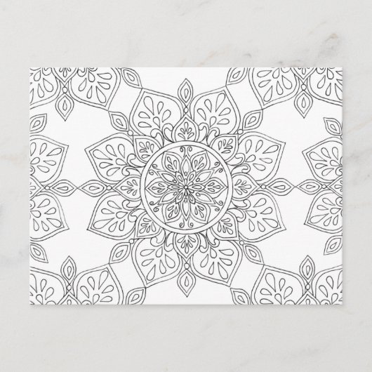 Adult Coloring Mandala Floral Muster Postkarte (Vorderseite)