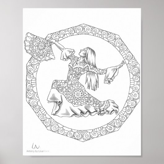 Adult Coloring Poster Mandala Flamenco Dancer (Vorne)