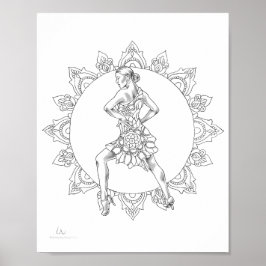 Adult Coloring Poster Salsa Mandala Dancer