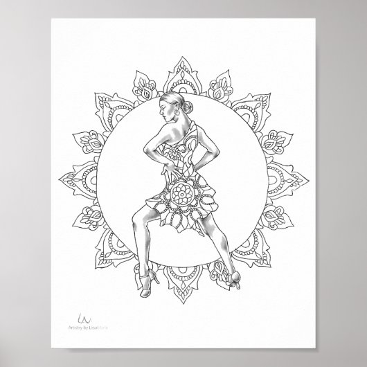 Adult Coloring Poster Salsa Mandala Dancer (Vorne)