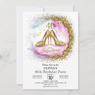 Adult Custom Digital Gold 40. Geburtstag Einladung