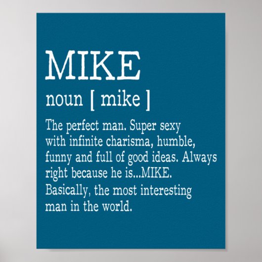 Adult Definition First Name Mike Men Funny  Poster (Vorne)