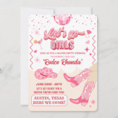 Adult Disco Cowgirl Bachelorette Weekend Einladung (Vorderseite)