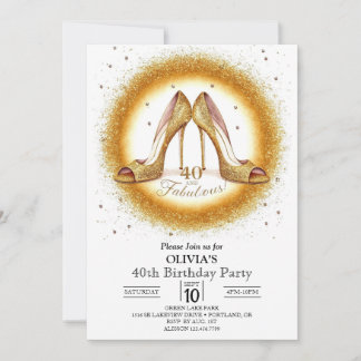 Adult Fabulous Digital Gold 40. Geburtstag Einladung