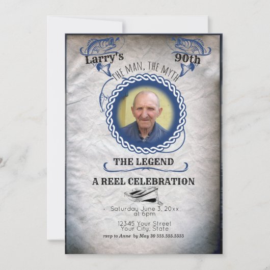 Adult Fisherman Birthday the Legend Einladung (Vorderseite)