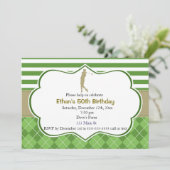 Adult Geburtstag Einladung Golf Grün Gold (Stehend Vorderseite)