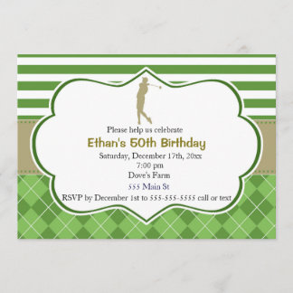Adult Geburtstag Einladung Golf Grün Gold