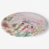 Adult Girls Spring Floral Geburtstagsparty Pappteller (Schrägansicht)