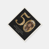 Adult Gold Glitzer 50. Geburtstag Foto Datum Serviette (Ecke)