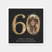 Adult Gold Glitzer 60. Geburtstag Foto Serviette (Vorderseite)