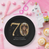 Adult Gold Glitzer 70. Geburtstag Foto Pappteller (Party)