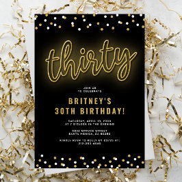 Adult Gold Neon 30. Geburtstag Party Einladung