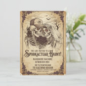 Adult Gothic Skeleton Couple Halloween-Party Einladung (Stehend Vorderseite)