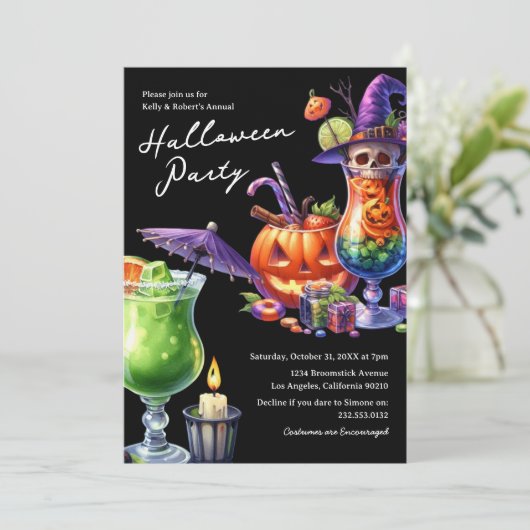 Adult Halloween Cocktail Party Einladung (Stehend Vorderseite)