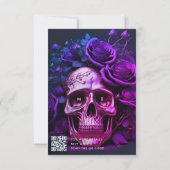 Adult Halloween Cocktails Party Lila Blue Skull Einladung (Rückseite)
