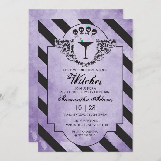 Adult Halloween Einladungen Gothic Black (Vorne/Hinten)