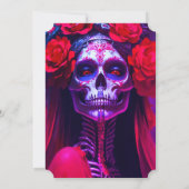 Adult Halloween Geburtstag Rote Lady Skull Moderne Einladung (Rückseite)