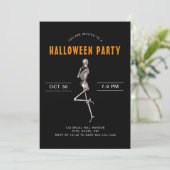 Adult Halloween Kostüm Party Skeleton Black Invit Einladung (Stehend Vorderseite)