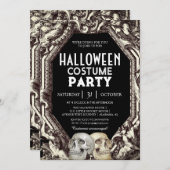 Adult Halloween Kostüm Party Vintag Gothic Skull Einladung (Vorne/Hinten)